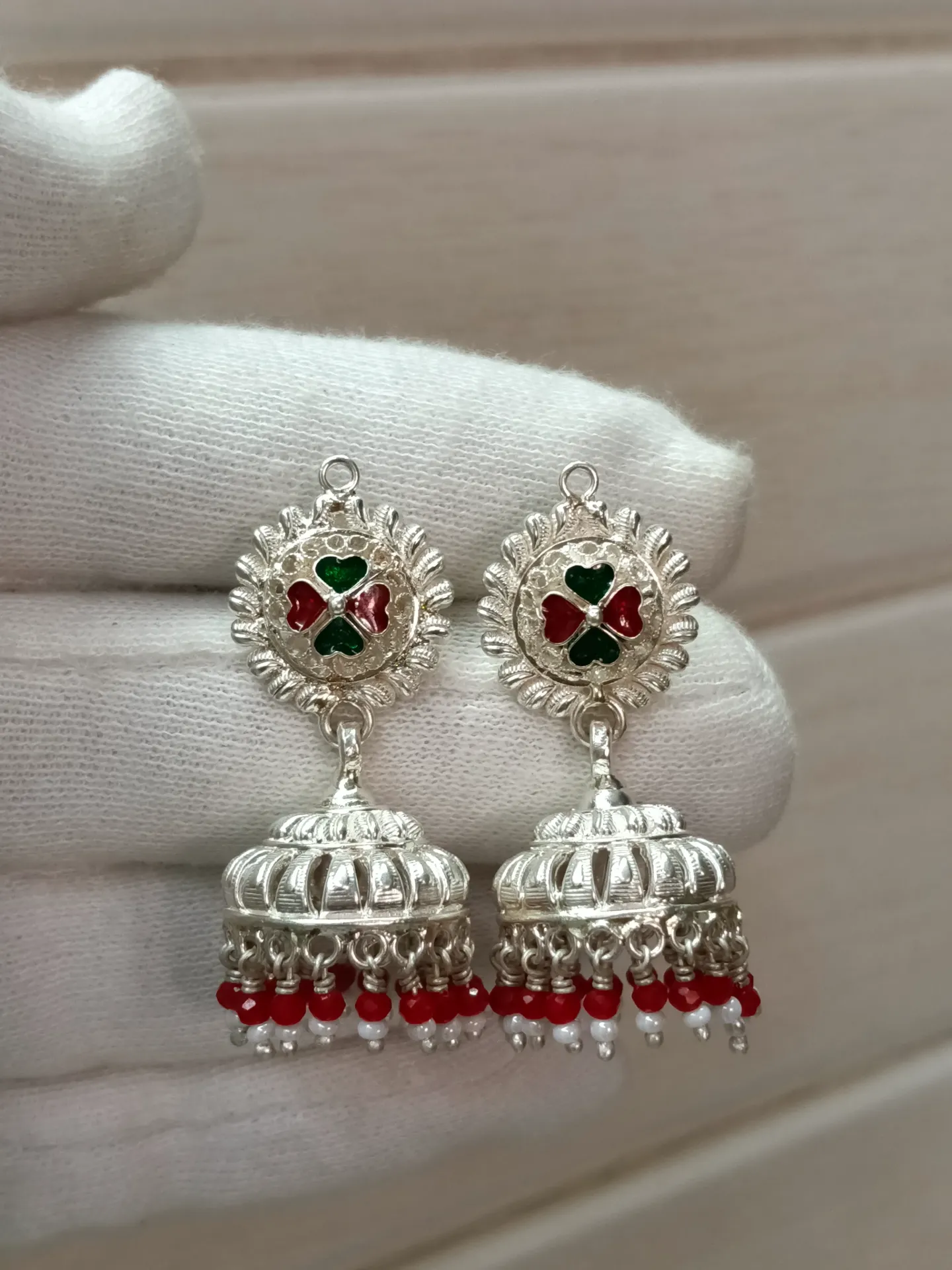 Jhumki red crystal
