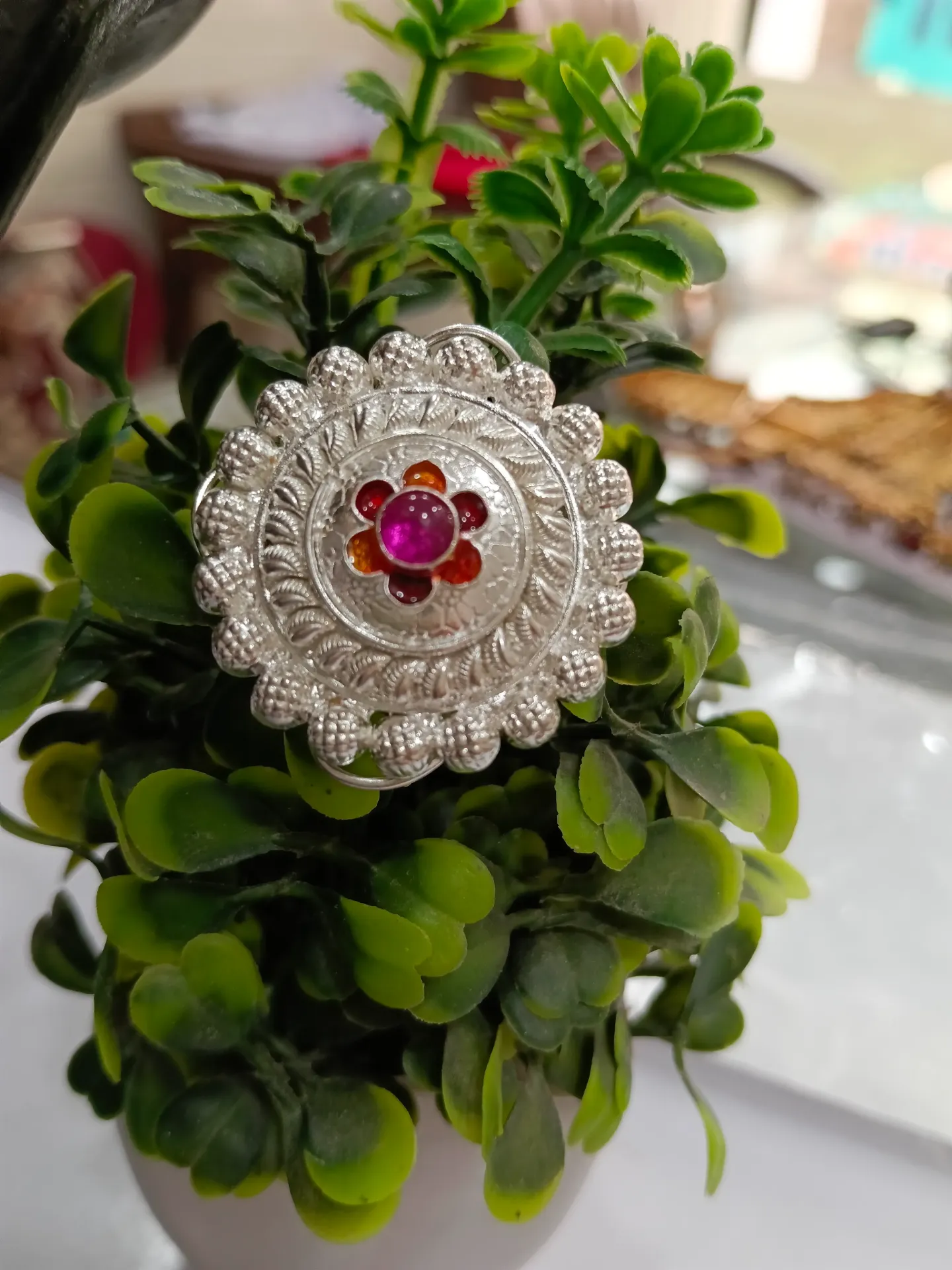 Pink stone ring